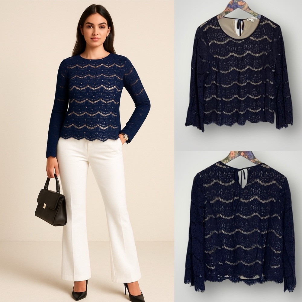 Rose & Olive | Blouse Lace Flutter Bell Sleeve